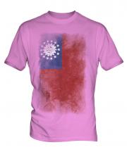 Burma Faded Flag Mens T-Shirt