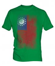 Burma Faded Flag Mens T-Shirt