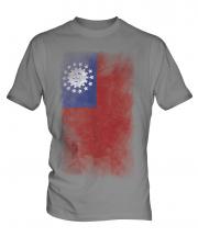 Burma Faded Flag Mens T-Shirt