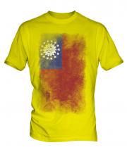 Burma Faded Flag Mens T-Shirt