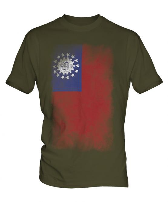 Burma Faded Flag Mens T-Shirt
