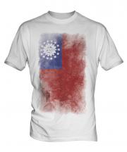 Burma Faded Flag Mens T-Shirt