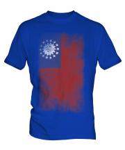 Burma Faded Flag Mens T-Shirt