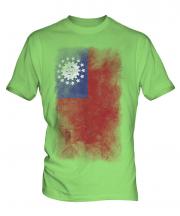 Burma Faded Flag Mens T-Shirt