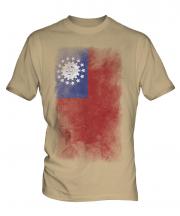 Burma Faded Flag Mens T-Shirt