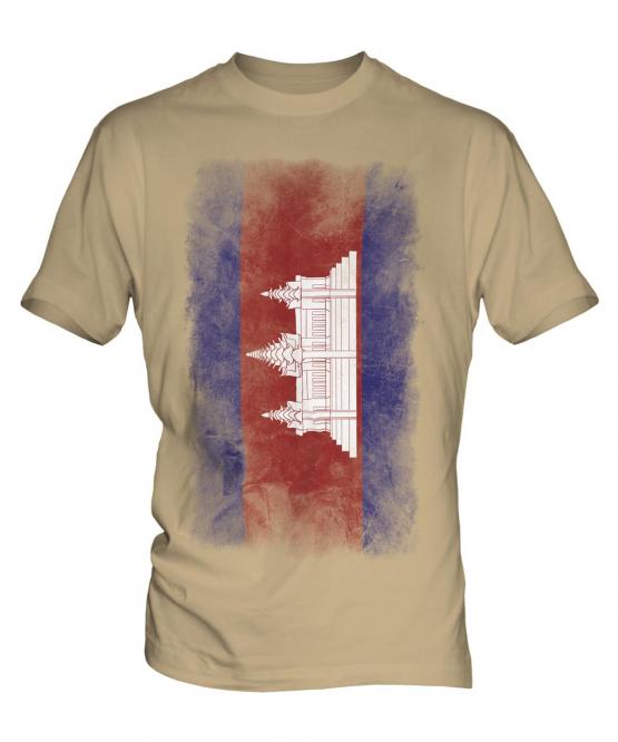 Cambodia Faded Flag Mens T-Shirt