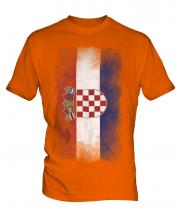 Croatia Faded Flag Mens T-Shirt