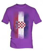 Croatia Faded Flag Mens T-Shirt