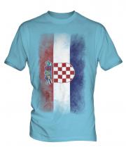 Croatia Faded Flag Mens T-Shirt