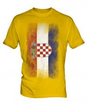 Croatia Faded Flag Mens T-Shirt