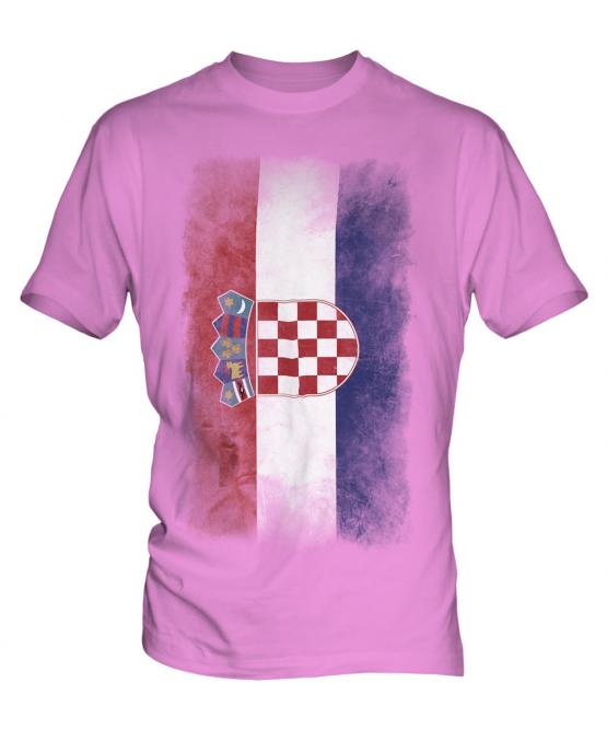 Croatia Faded Flag Mens T-Shirt