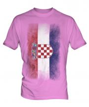 Croatia Faded Flag Mens T-Shirt