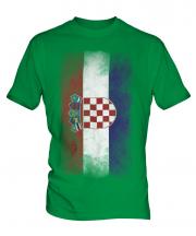 Croatia Faded Flag Mens T-Shirt
