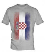Croatia Faded Flag Mens T-Shirt