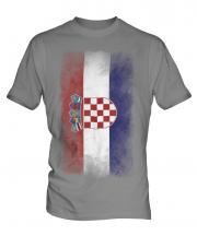 Croatia Faded Flag Mens T-Shirt