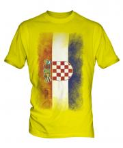 Croatia Faded Flag Mens T-Shirt
