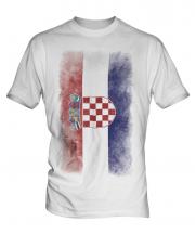 Croatia Faded Flag Mens T-Shirt