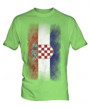 Croatia Faded Flag Mens T-Shirt