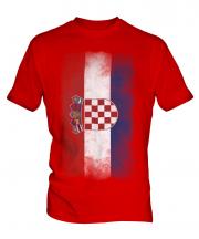 Croatia Faded Flag Mens T-Shirt