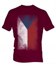 Czech Republic Faded Flag Mens T-Shirt