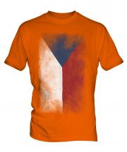Czech Republic Faded Flag Mens T-Shirt