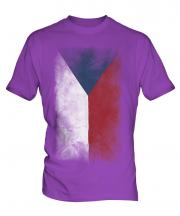 Czech Republic Faded Flag Mens T-Shirt