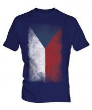 Czech Republic Faded Flag Mens T-Shirt
