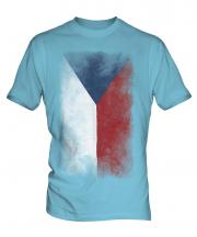 Czech Republic Faded Flag Mens T-Shirt
