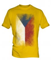 Czech Republic Faded Flag Mens T-Shirt