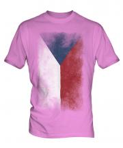 Czech Republic Faded Flag Mens T-Shirt