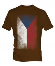 Czech Republic Faded Flag Mens T-Shirt
