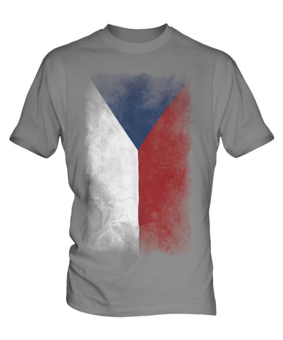Czech Republic Faded Flag Mens T-Shirt