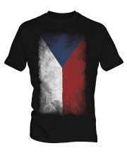 Czech Republic Faded Flag Mens T-Shirt