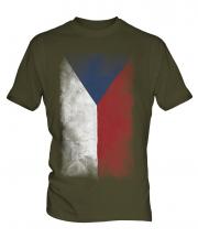 Czech Republic Faded Flag Mens T-Shirt