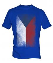 Czech Republic Faded Flag Mens T-Shirt
