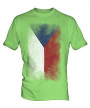 Czech Republic Faded Flag Mens T-Shirt
