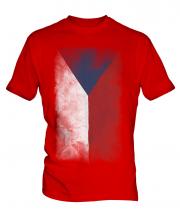 Czech Republic Faded Flag Mens T-Shirt