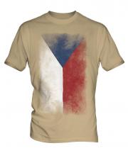 Czech Republic Faded Flag Mens T-Shirt