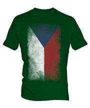 Czech Republic Faded Flag Mens T-Shirt