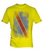 Democratic Rep. Of Congo Faded Flag Mens T-Shirt