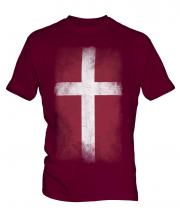 Denmark Faded Flag Mens T-Shirt