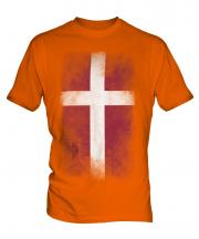 Denmark Faded Flag Mens T-Shirt