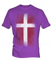 Denmark Faded Flag Mens T-Shirt