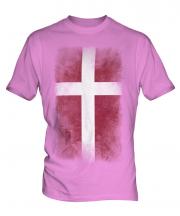 Denmark Faded Flag Mens T-Shirt