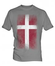 Denmark Faded Flag Mens T-Shirt