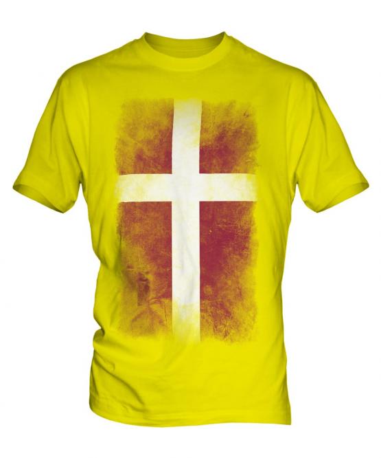 Denmark Faded Flag Mens T-Shirt