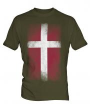 Denmark Faded Flag Mens T-Shirt