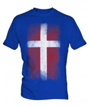 Denmark Faded Flag Mens T-Shirt