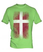 Denmark Faded Flag Mens T-Shirt