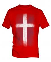 Denmark Faded Flag Mens T-Shirt